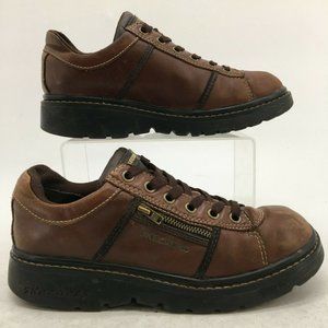 Skechers Shoes Womens 7 USA Casual Sneakers 45272 Brown Leather Side Pocket Lace